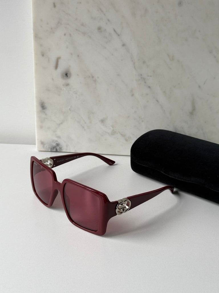 Gucci GG1692S Burgundy Square Sunglasses