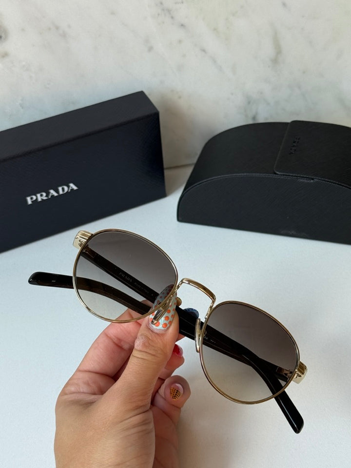 Prada PR B52S Sunglasses in Gold Grey