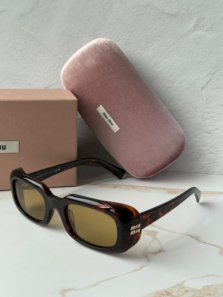 Miu Miu MU B13S Havana Brown Rectangular Sunglasses