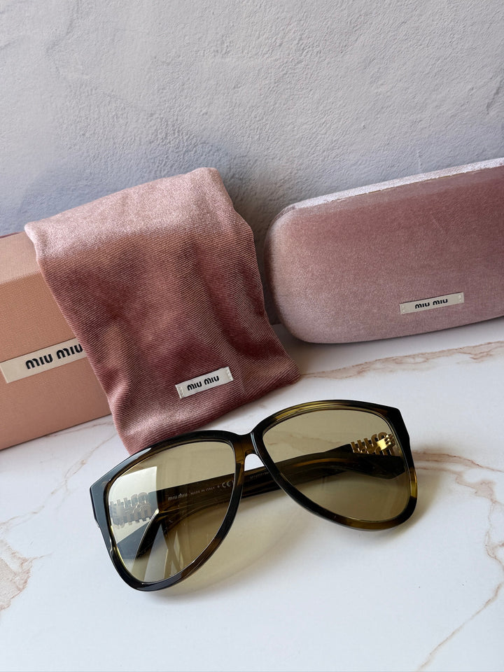 Miu Miu MUA08S Brown Yellow Oversized Sunglasses