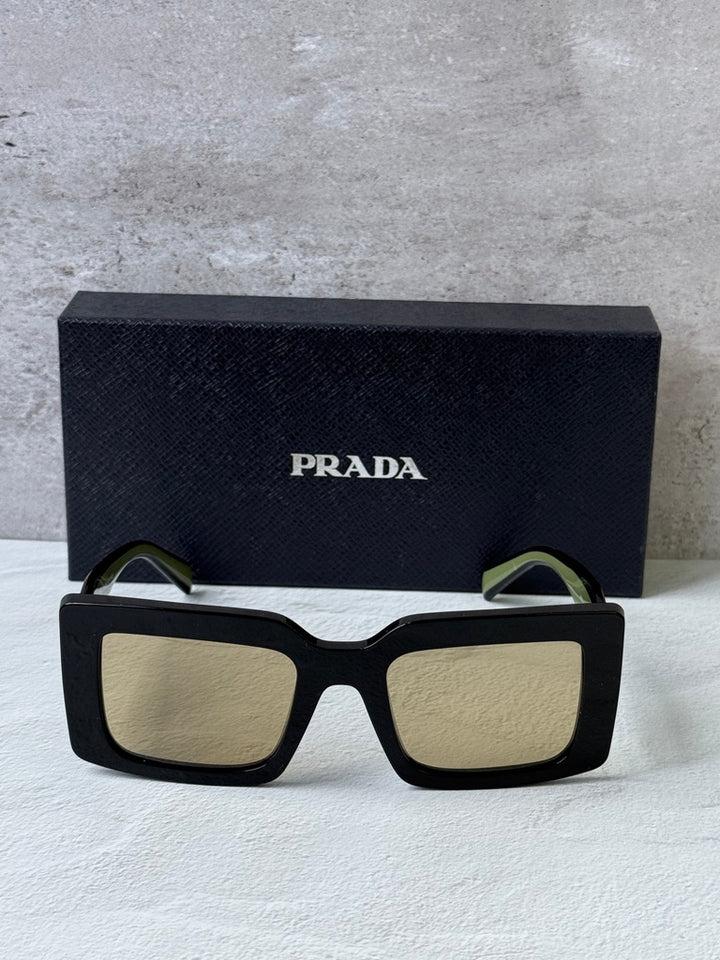 Prada PR D01S Square Sunglasses in Black Yellow
