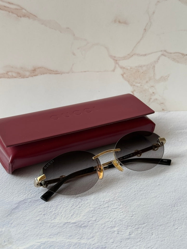Gucci GG2051S Gold Grey Horsebit Oval Sunglasses