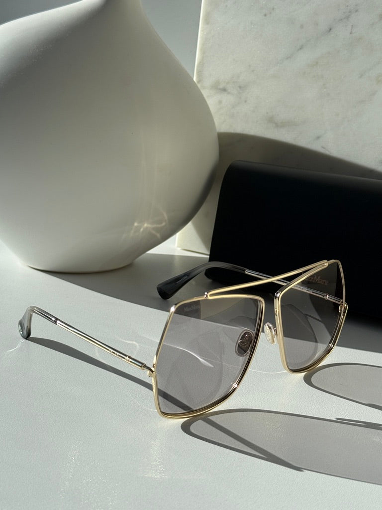 Max Mara MM0006/S Elsa Oversized Sunglasses in Gold Smoke
