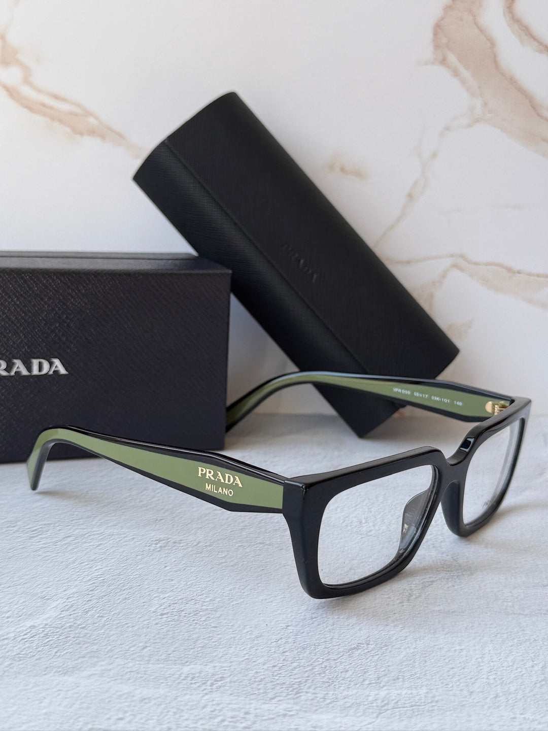 Prada PR D05V Rectangular Eyeglasses Frames in Black Green