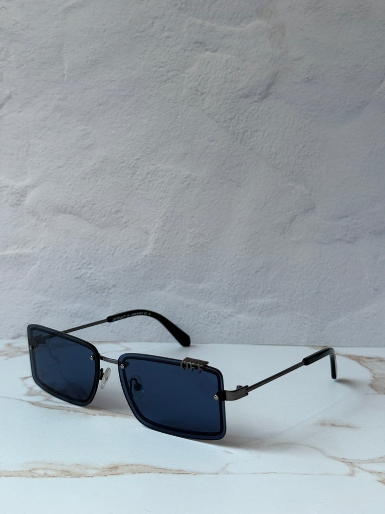 Off White Tampa Square Rimless Sunglasses in Dark Blue
