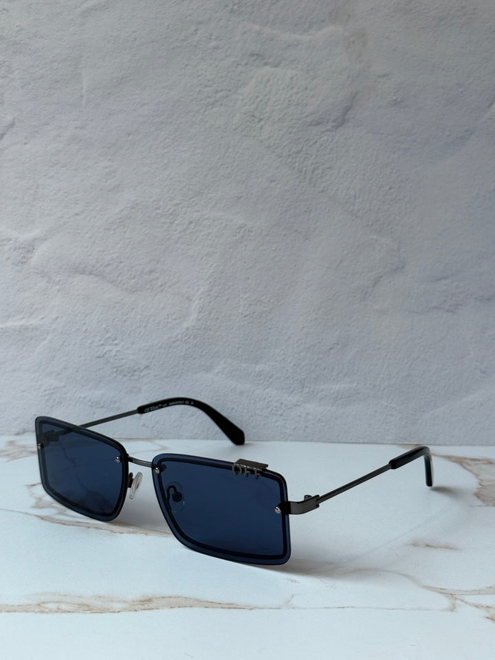Off White Tampa Square Rimless Sunglasses in Dark Blue