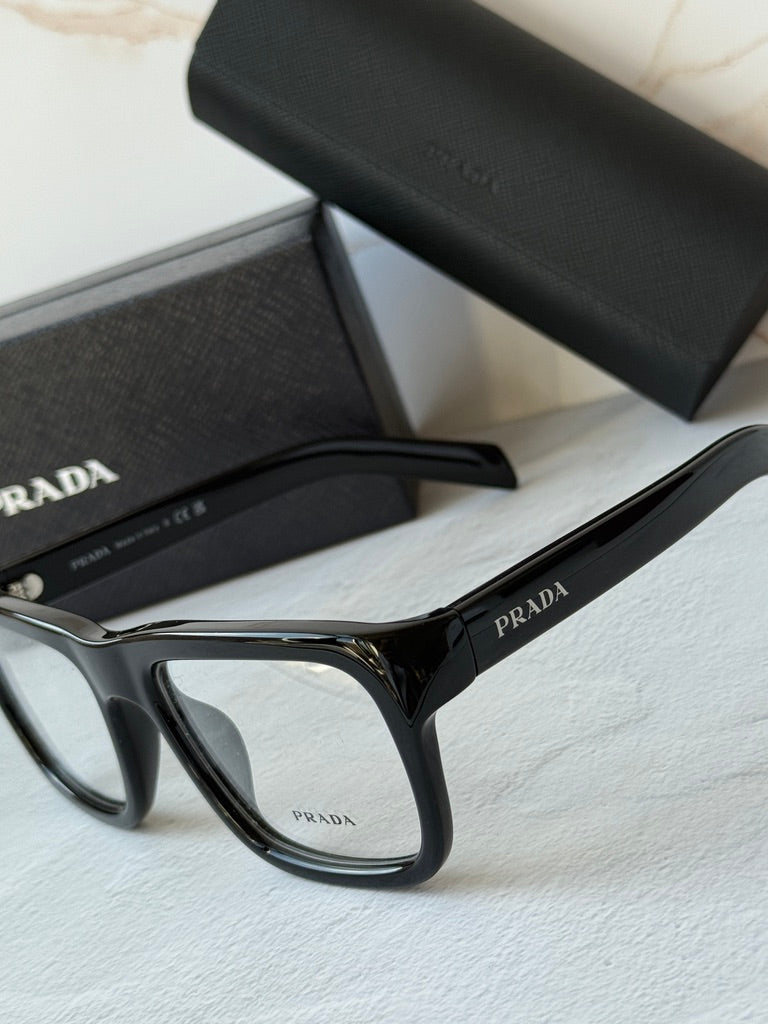 Prada PR D02V Rectangular Eyeglasses Frames in Black