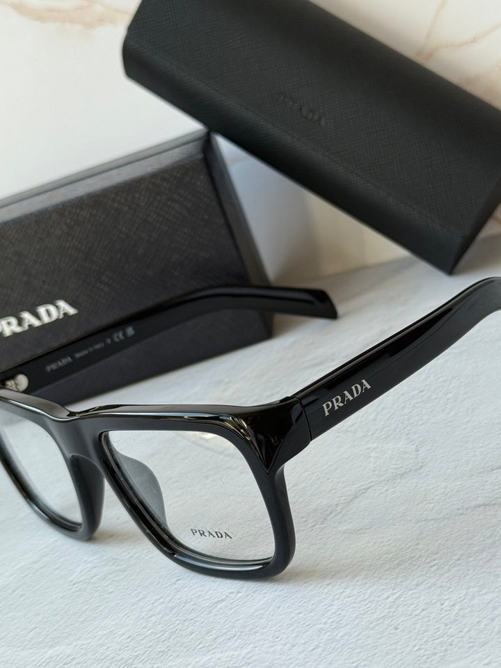 Prada PR D02V Rectangular Eyeglasses Frames in Black