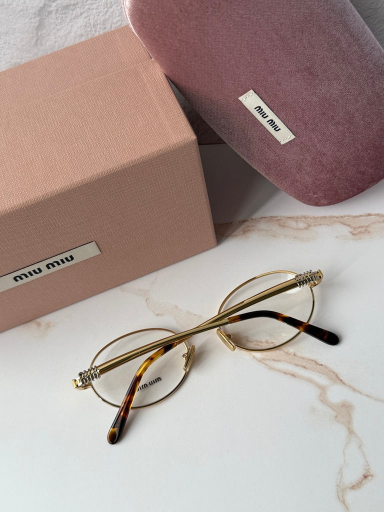 Miu Miu MU50ZV Gold Oval Eyeglasses Frames