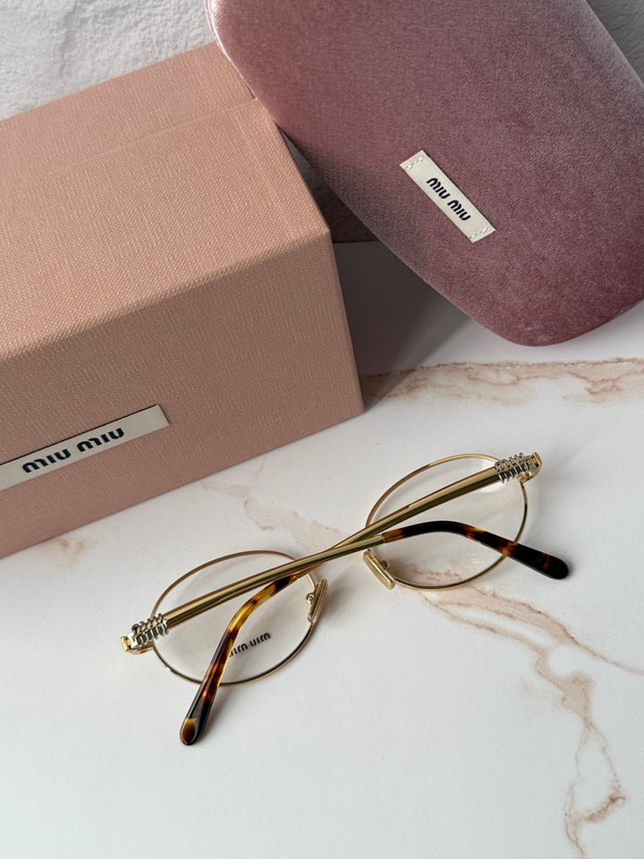 Miu Miu MU50ZV Gold Oval Eyeglasses Frames
