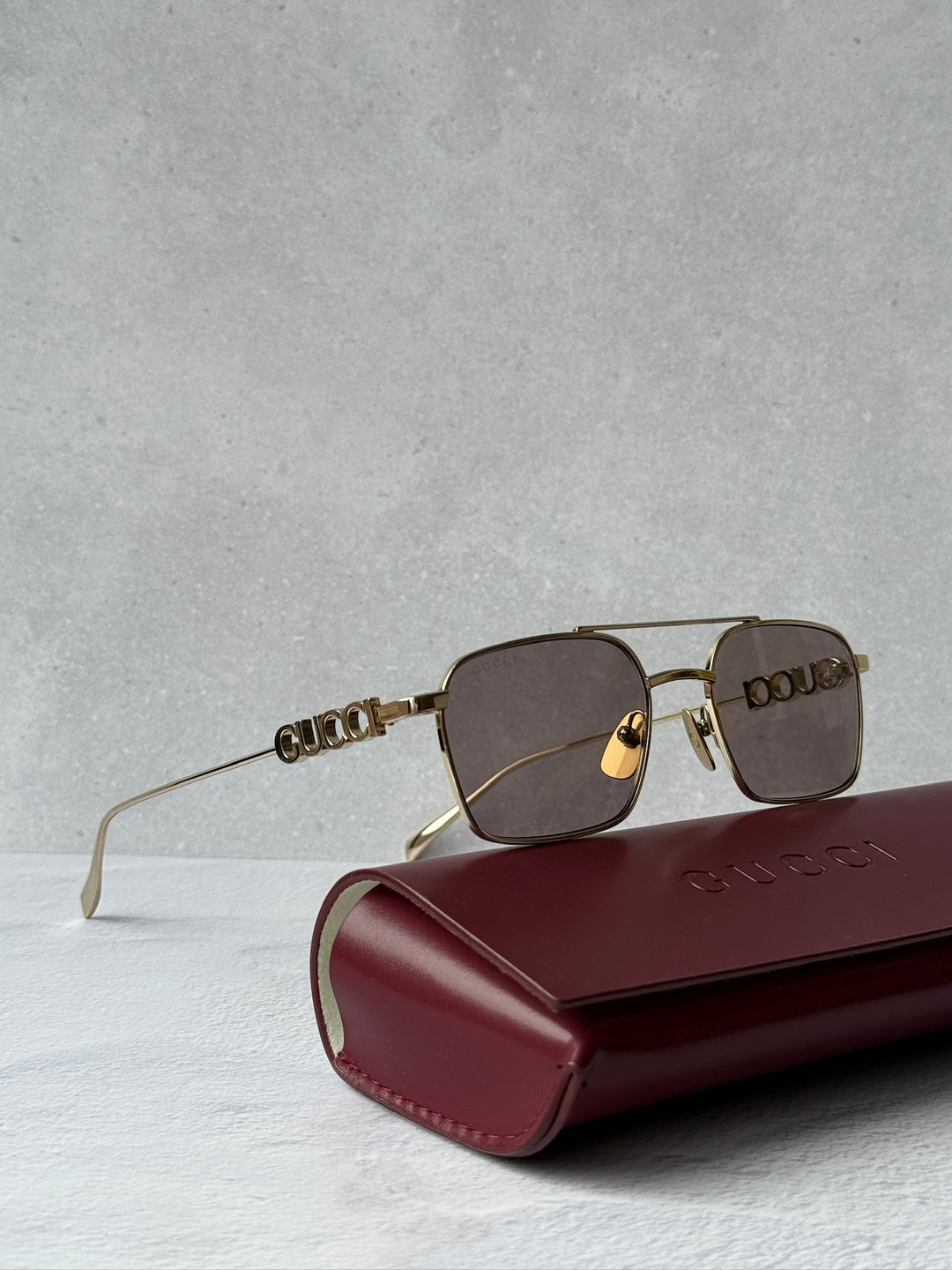 Gucci GG1804S Gold Violet Aviator Sunglasses