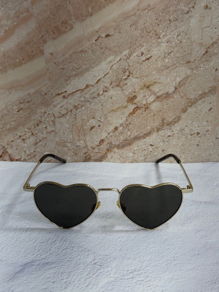 Saint Laurent SL301 LouLou Heart Sunglasses in Gold