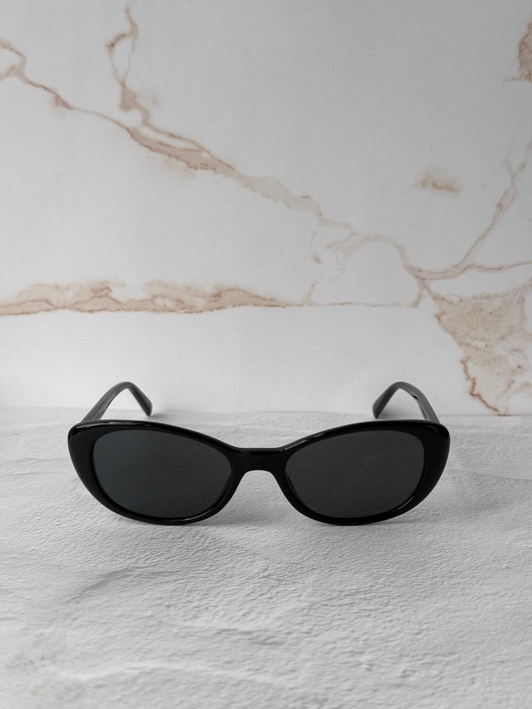 Saint Laurent SLM95/F Gafas de sol estilo ojo de gato con montura gruesa en oro negro