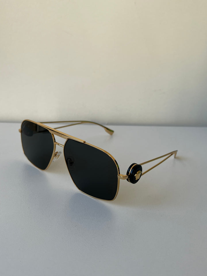 Versace VE2269 Gold Black Medusa Aviator Sunglasses