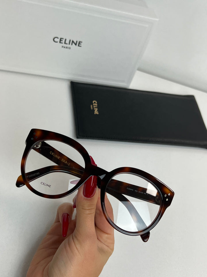 Celine CL50003I Monturas de anteojos tipo ojo de gato gruesas en negro