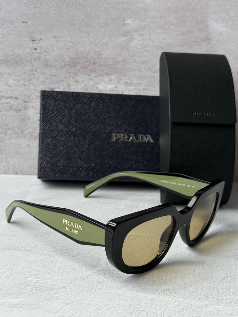 Prada PR D02S Cat Eye Sunglasses in Black Yellow