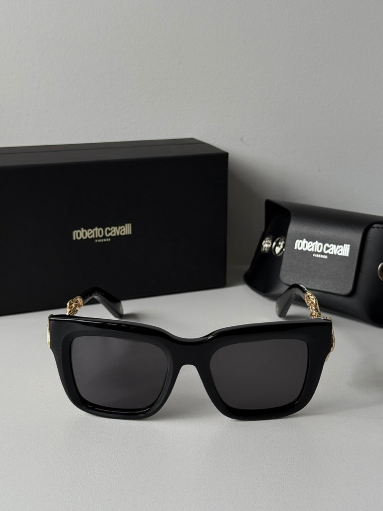 Roberto Cavalli SRC041 Black Snake Sunglasses – Designer