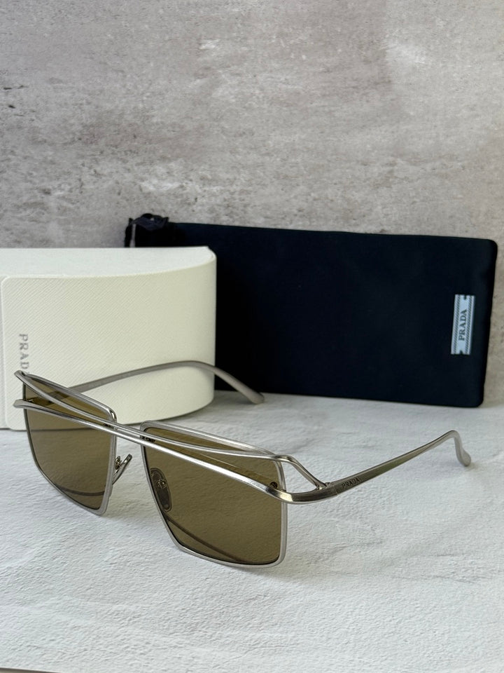 Prada PR C55S Square Sunglasses in Silver