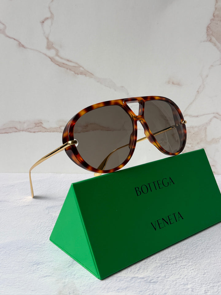 Bottega Veneta BV1274S Tortoiseshell Aviator Sunglasses