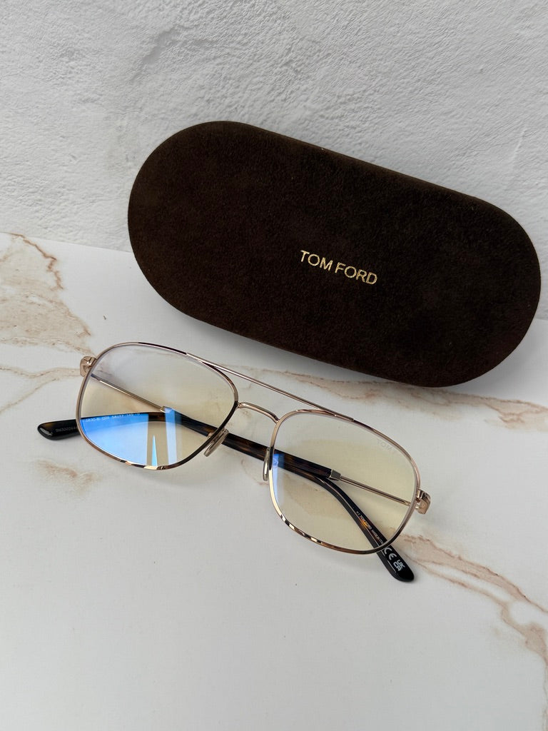 Tom Ford FT5830-B Rose Gold Aviator Bluelight Frames