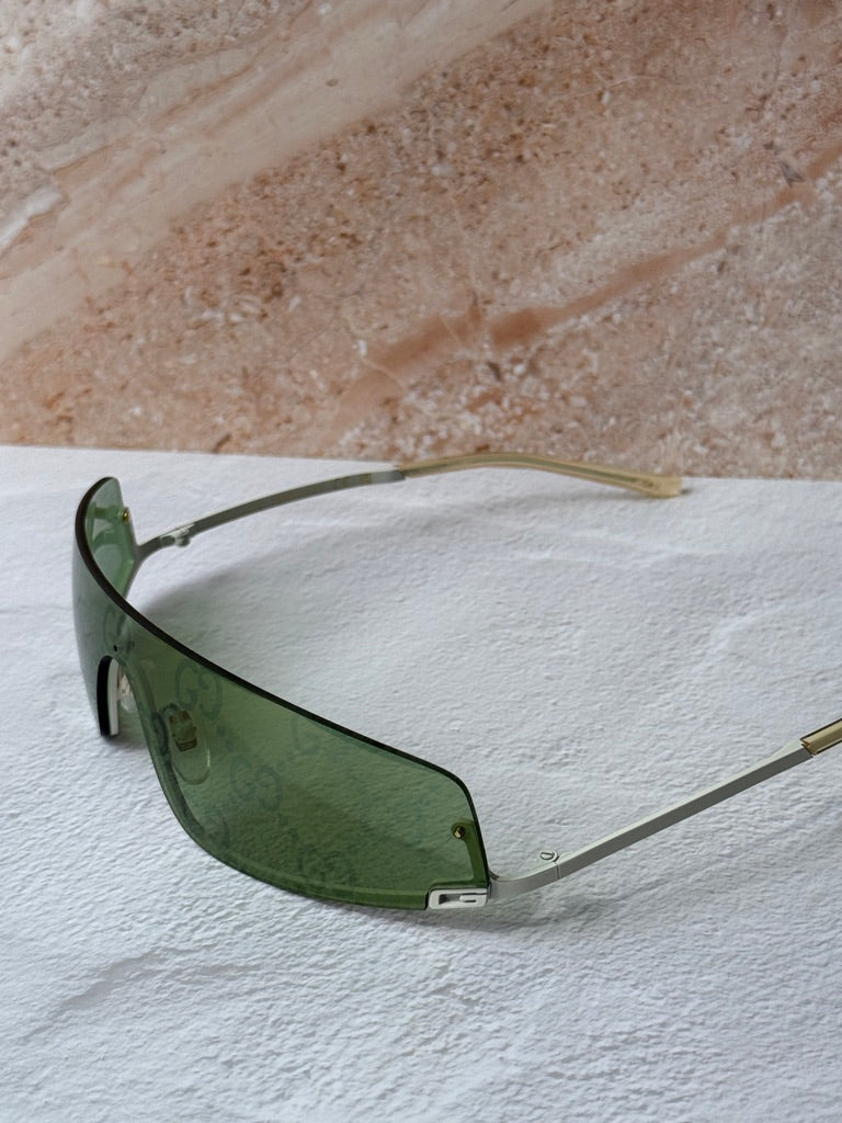 Gucci GG1561S Shield Sunglasses in Green Monogram Logo