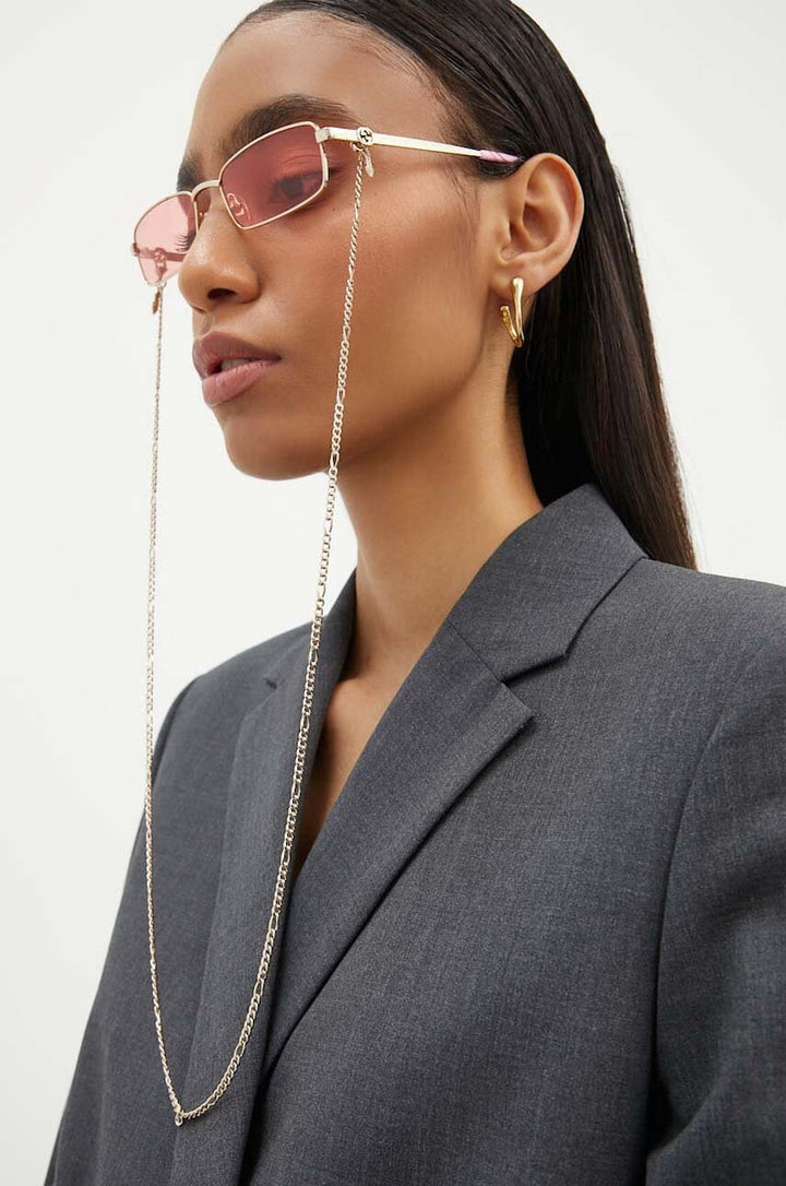 Gucci GG1600S Gold Pink Chain Rectangular Sunglasses