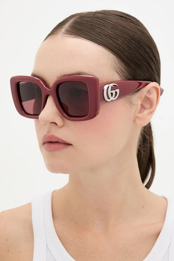 Gucci GG1975S Thick Rim Cat Eye Sunglasses in Burgundy