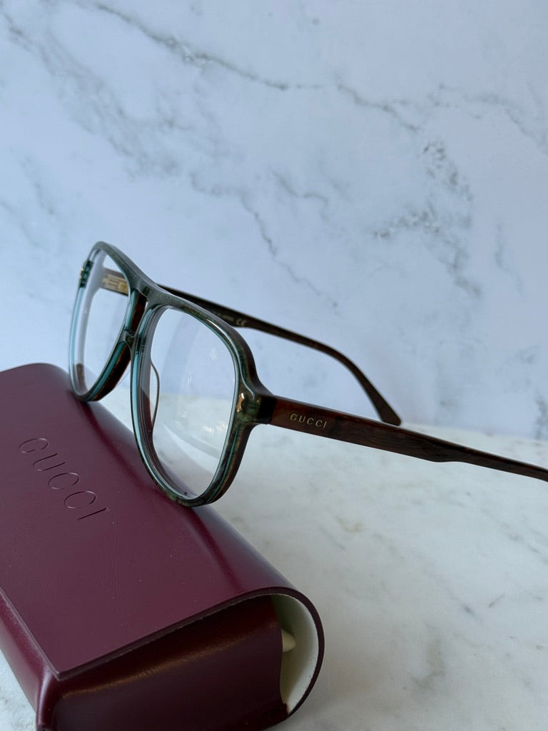 GG1044O Aviator Eyeglasses Frames in Blue Brown