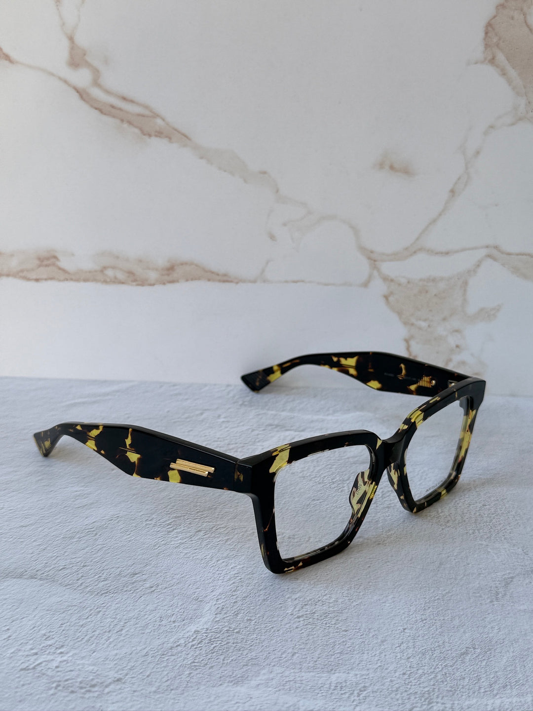 Bottega Veneta BV1458O Spotted Tortoise Square Thick Rim Frames
