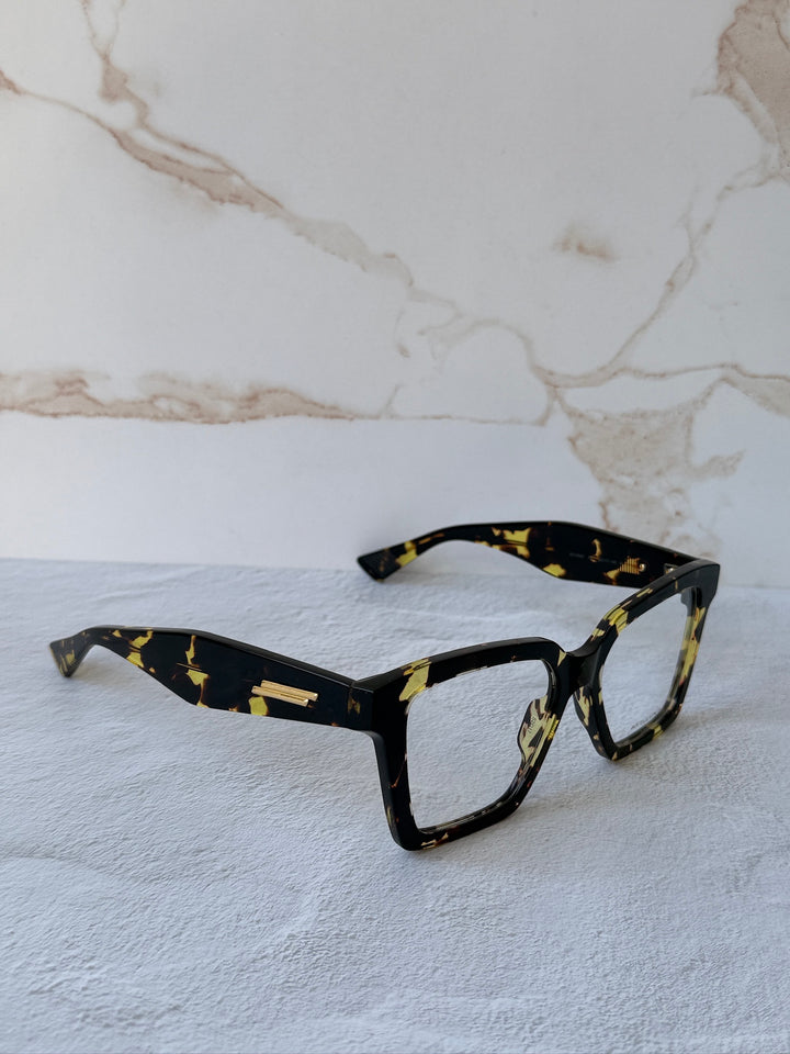 Bottega Veneta BV1458O Spotted Tortoise Square Thick Rim Frames