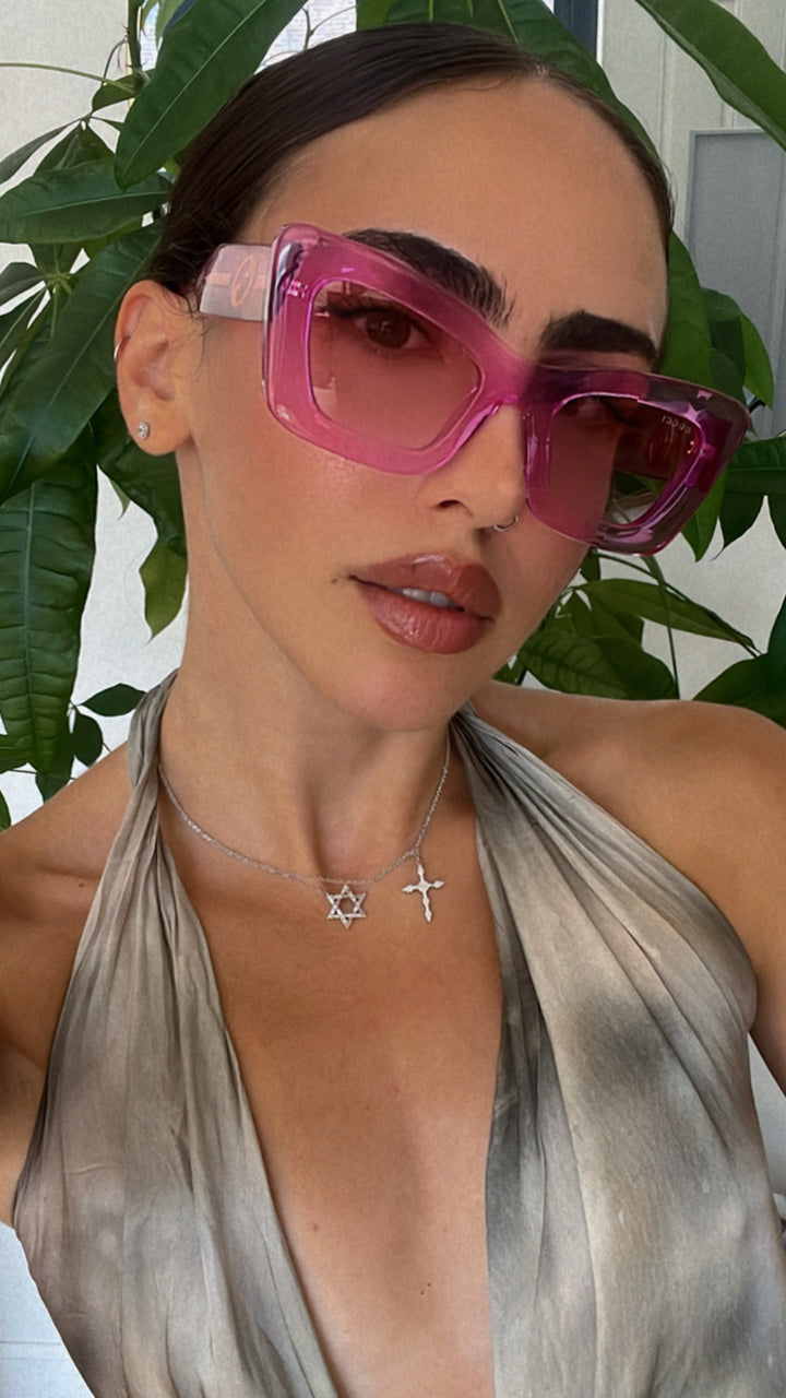 Gafas de sol con máscara de lente rosa Gucci GG1436S