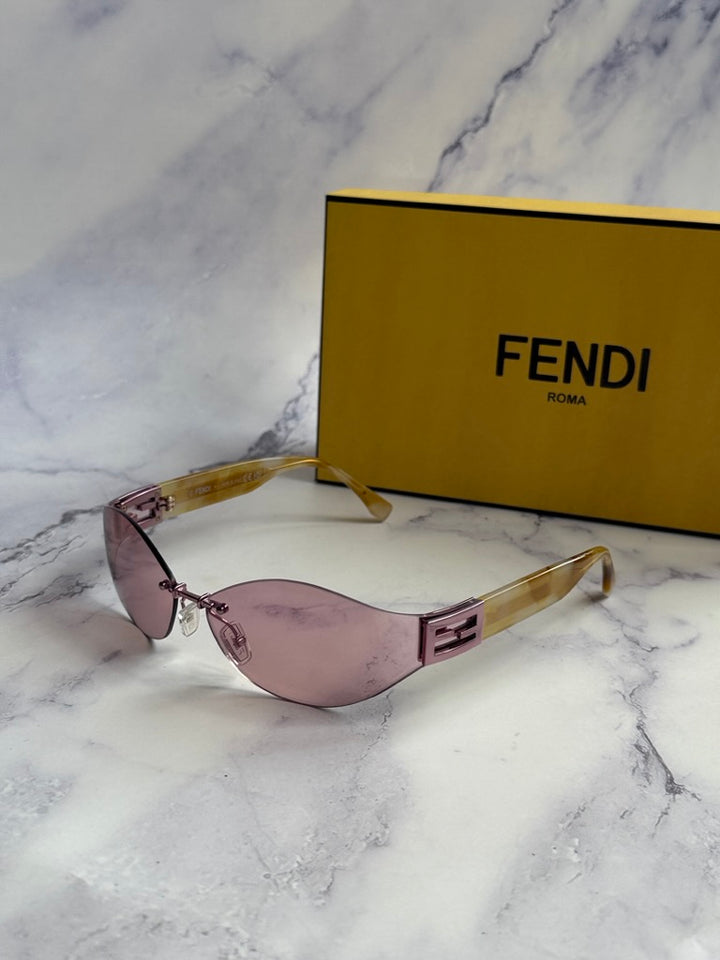Fendi Baguette FE40159U Rimless Sunglasses in Pink
