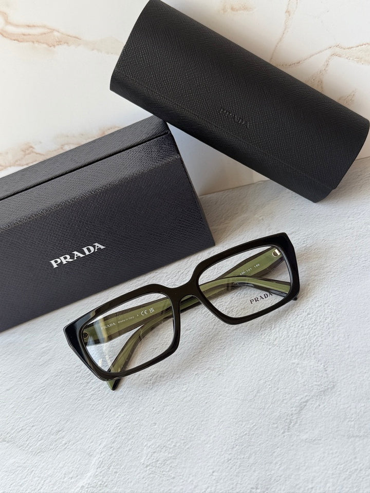 Prada PR D05V Rectangular Eyeglasses Frames in Black Green