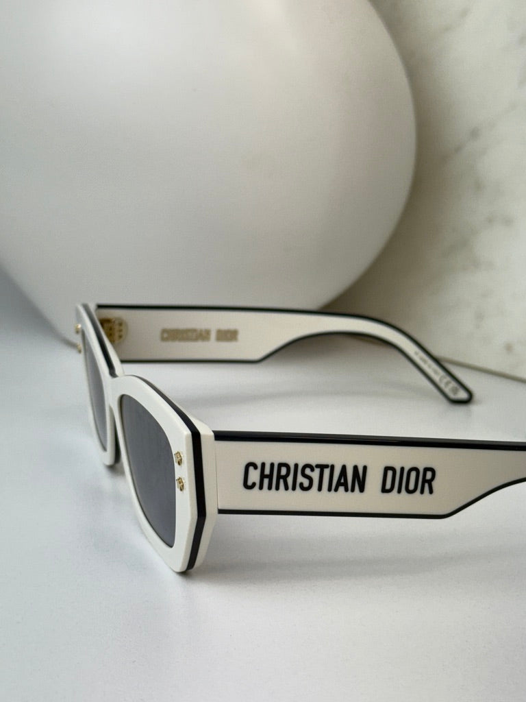 Dior Pacific S2U Cat Eye Sunglasses in White Logo Mirror