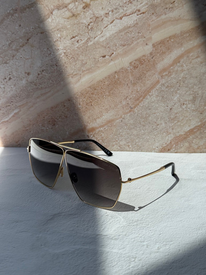 Tom Ford Stella FT1185 Squared Sunglasses in Gold Grey