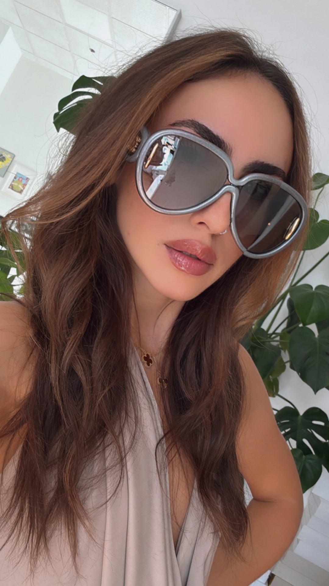 Loewe LW40132I Paula's Ibiza Sunglasses in Iridescent Grey Mirror