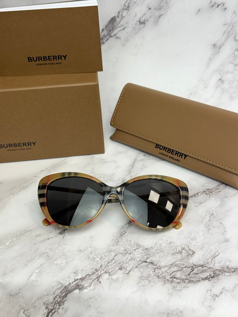 Burberry BE4407 Check Print Cat Eye Sunglasses