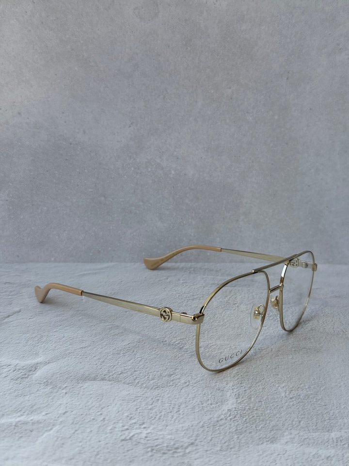 Gucci GG1091O Gold Oversized Aviator Eyeglasses Frames