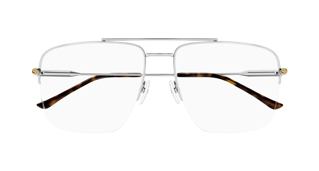 Gucci GG1415O Half Rim Pilot Frames in Silver
