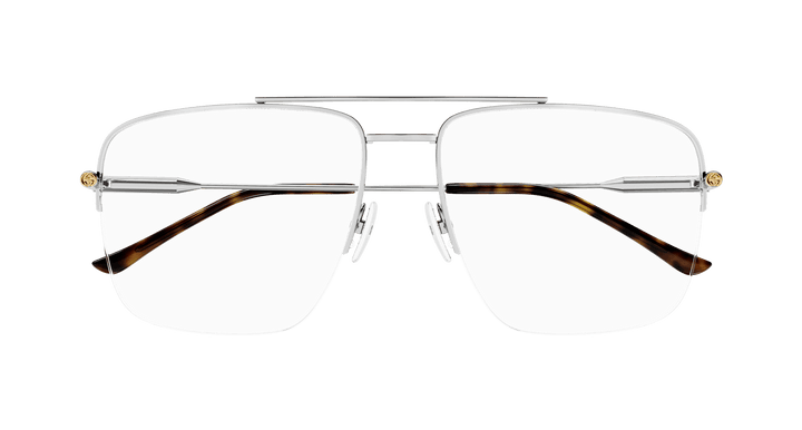 Gucci GG1415O Half Rim Pilot Frames in Silver