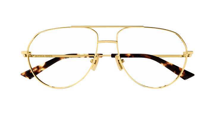 Bottega Veneta BV1302O Gold Metal Pilot Frames