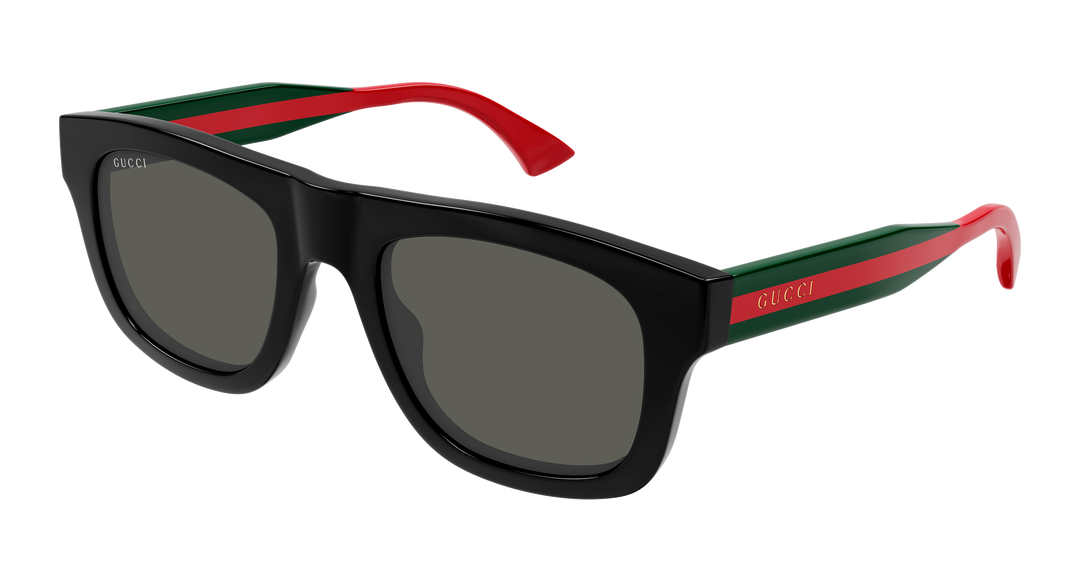 Gucci GG1991S Black Striped Temple Unisex Sunglasses