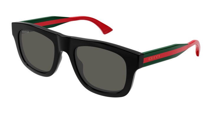 Gucci GG1991S Black Striped Temple Unisex Sunglasses