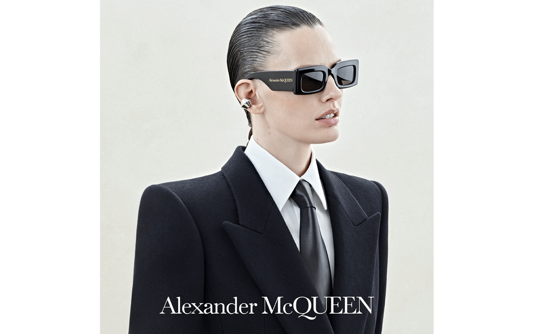 Alexander McQueen AM0433S Black Rectangular Sunglasses