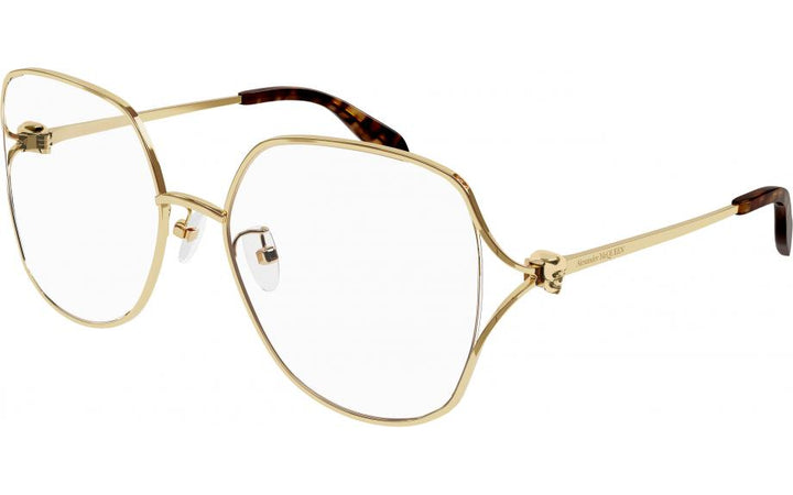 Alexander McQueen AM0368O Gold Metal Square Frames