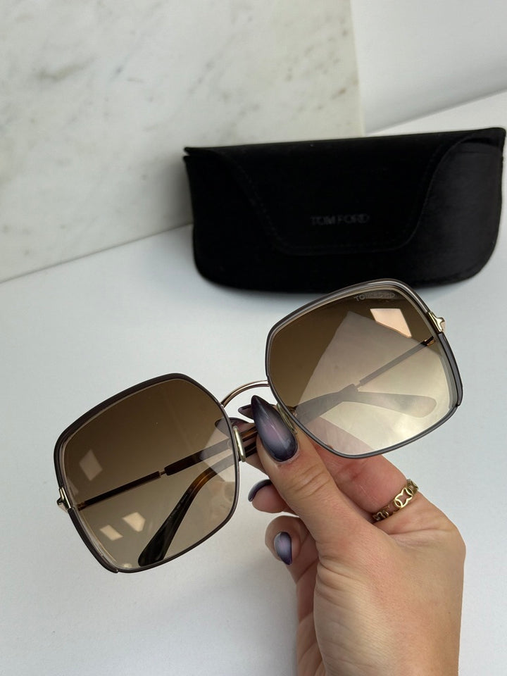 Tom Ford Raphaela FT1006 Square Sunglasses in Brown