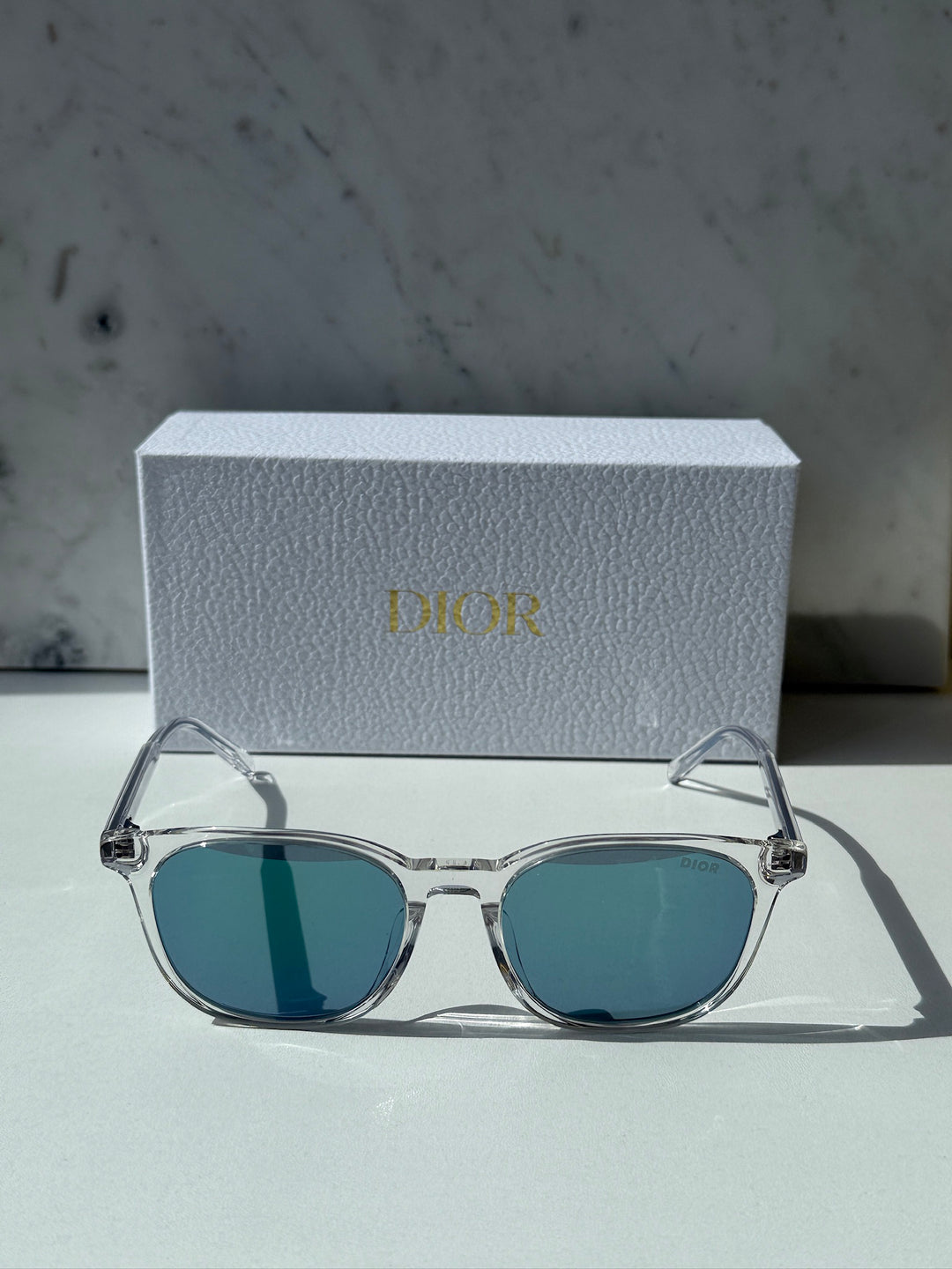 Dior Indior S1I Square Sunglasses in Clear Blue Mirror