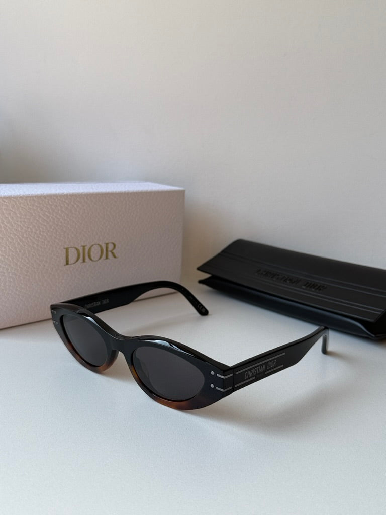 Dior Signature B5I Cat Eye Sunglasses in Black Brown