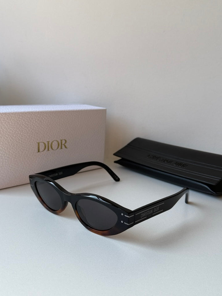Dior Signature B5I Cat Eye Sunglasses in Black Brown