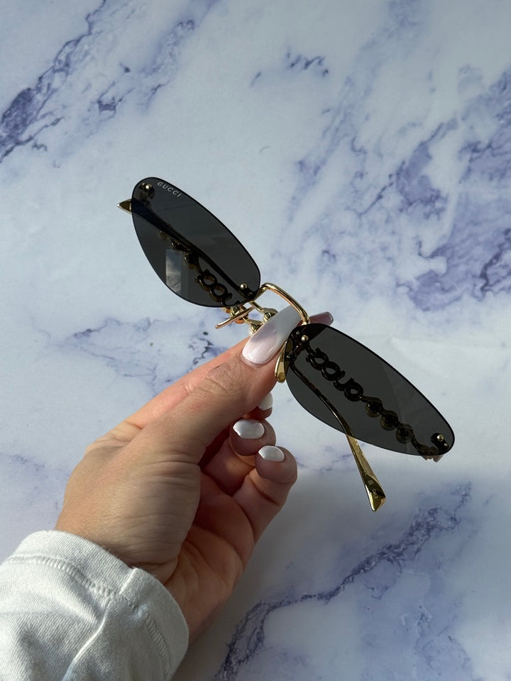 Gucci GG1920S Rimless Cat Eye Pearl Sunglasses